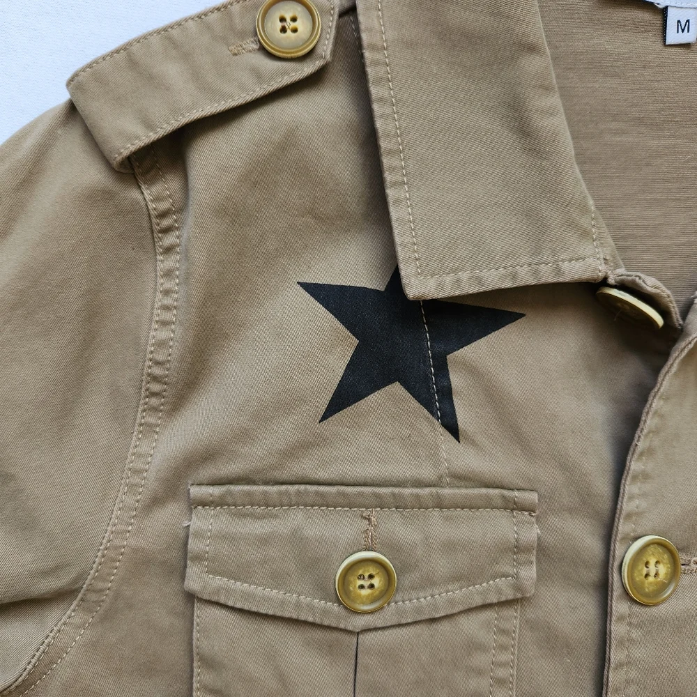 Cezele Military Jacket Stars Royal Honor Army Green Fatiques Black Buttons M - Picture 5 of 17